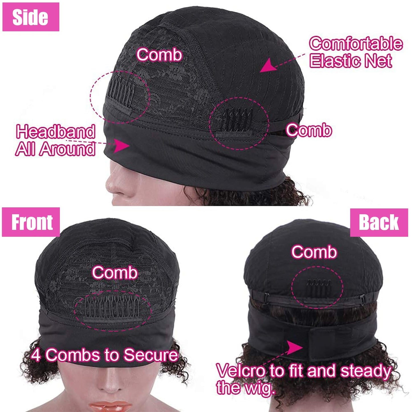 CUUYUN Kinky Curly Headband Wig Human Hair Curly Headband Wigs for Black Women 12 Inch None Lace Front Wigs Machine Made Wigs Glueless Brazilian Curly Human Hair Wig