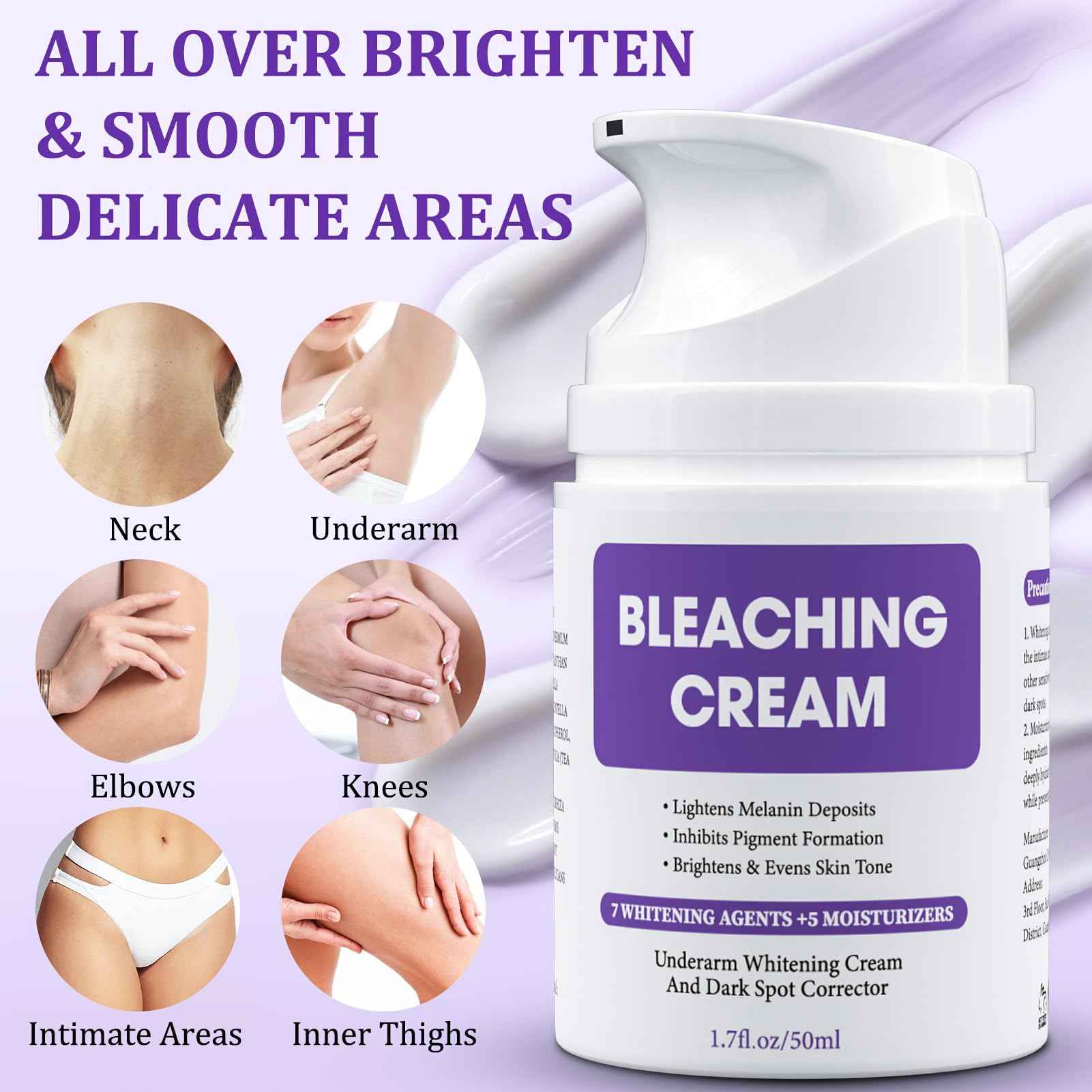 Dark Spot Remover for Body, Skin Bleaching Cream with Vitamin C for Intimate Areas, Skin Lightening Cream Dark Spot Corrector for Underarms, Knees, Face, Elbows, Inner Thighs & Bikini Line,1.7fl oz