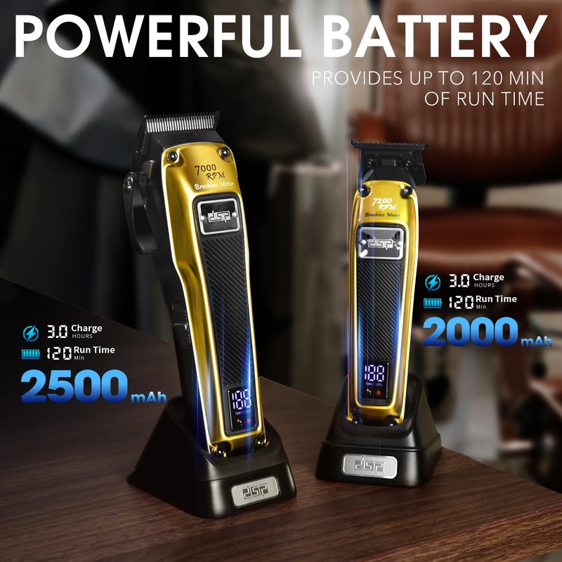 DSP Professional Barber Clipper Cordless, Hair Clipper for Men, Powerful Clipper, BLDC Motor & DLC Coated Detachable Blade with Charging Base