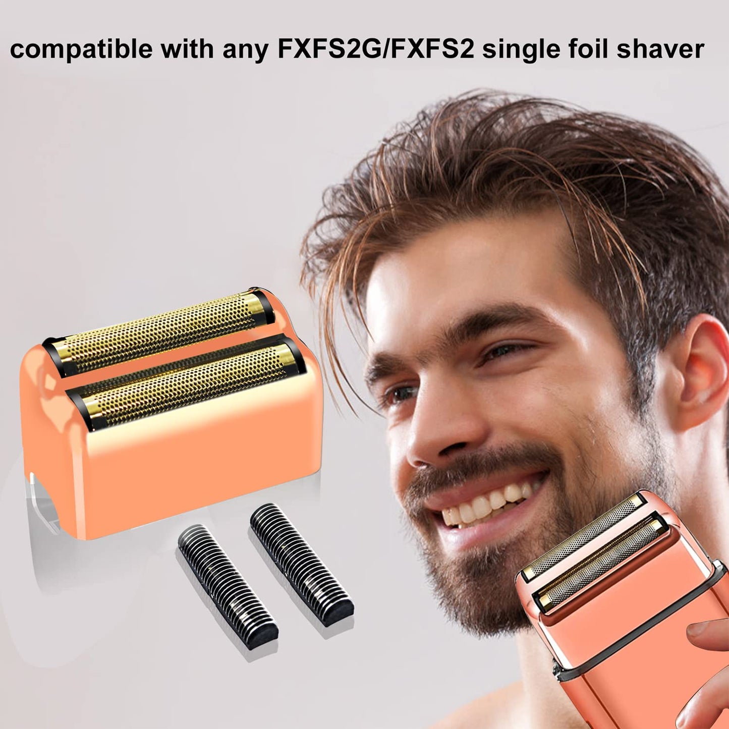 2 pack Professional Replacement Foil and Cutters for BaBylissPRO Barberology Double Foil Shaver, Compatible with BaBylissPRO Barberology FXFS2 Shaver，GoldRose Gold