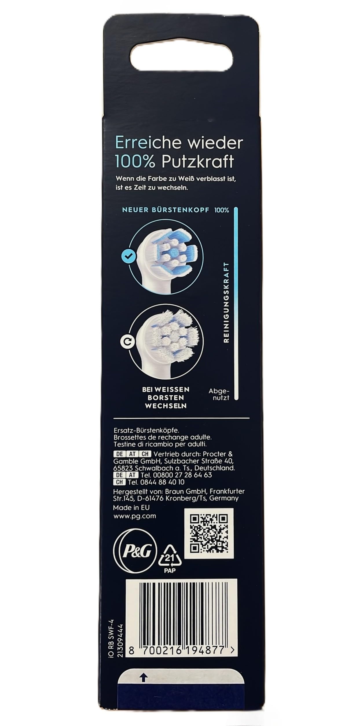 Oral-B iO Gentle Care Electric Toothbrush Head, Twisted & Angled Bristles for Deeper Plaque Removal, Pack of 4, Suitable for Mailbox, White