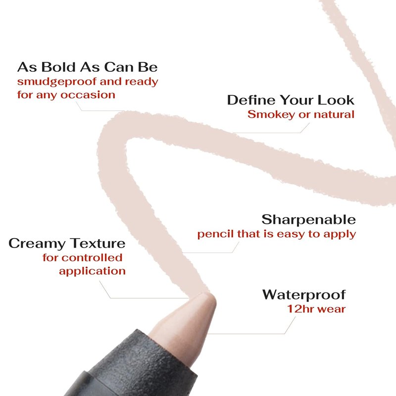 Nude Waterline Eyeliner Pencil - Longwear & Waterproof Creamy Formula for Bright Eyes