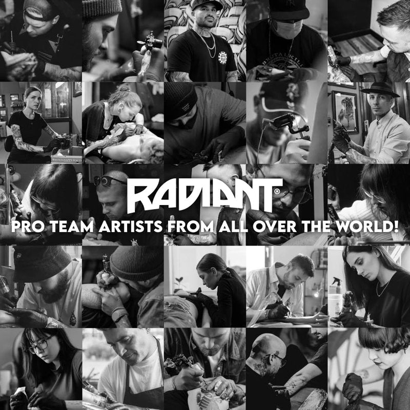 RADIANT COLORS Artists Select 7 Color Tattoo Ink Set 1/2oz Bottles Kit Pigment