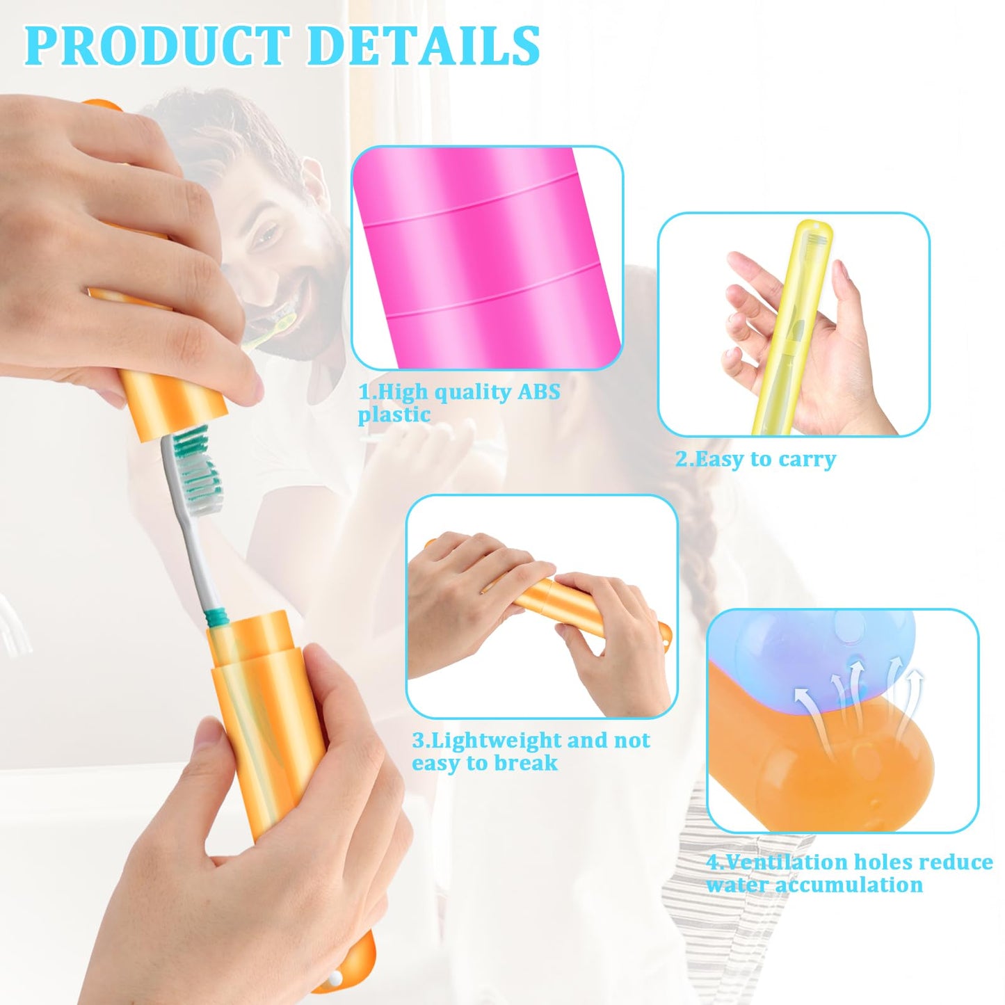 SIKEMAY 100 PCS Travel Toothbrush Holder Bulk, Back to School, Classroom Pencil Case for Kids, Toothbrush Case Cover for Travel, Bathroom, Indoor, Outdoor, Trip, Camping, School