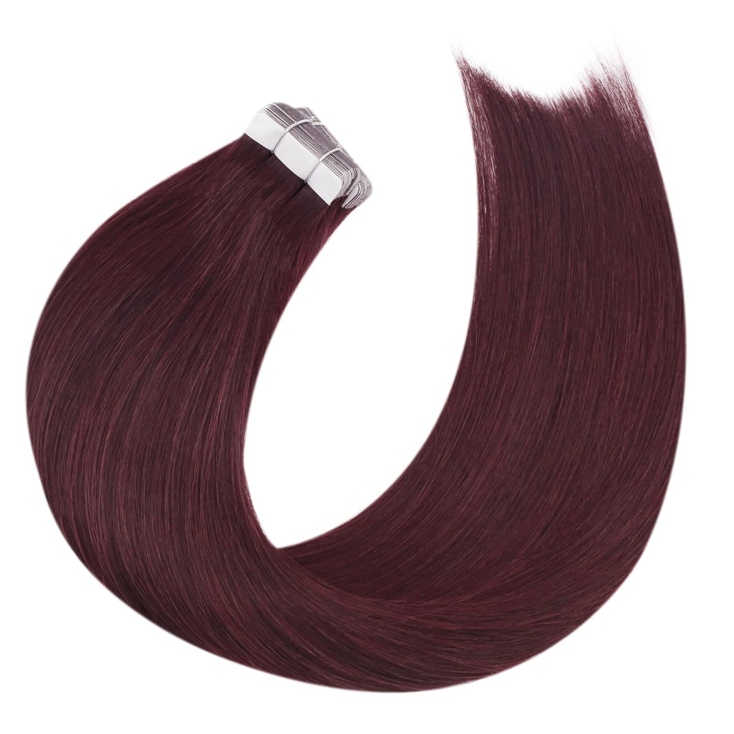 Moresoo Burgundy Tape in Hair Extensions Wine Red #99J Straight Human Hair 14 Inch 20pcs 40g Invisible Seamless Tape in Extensions for Fashion Hair Look Smooth Shiny Real Human Hair for Women