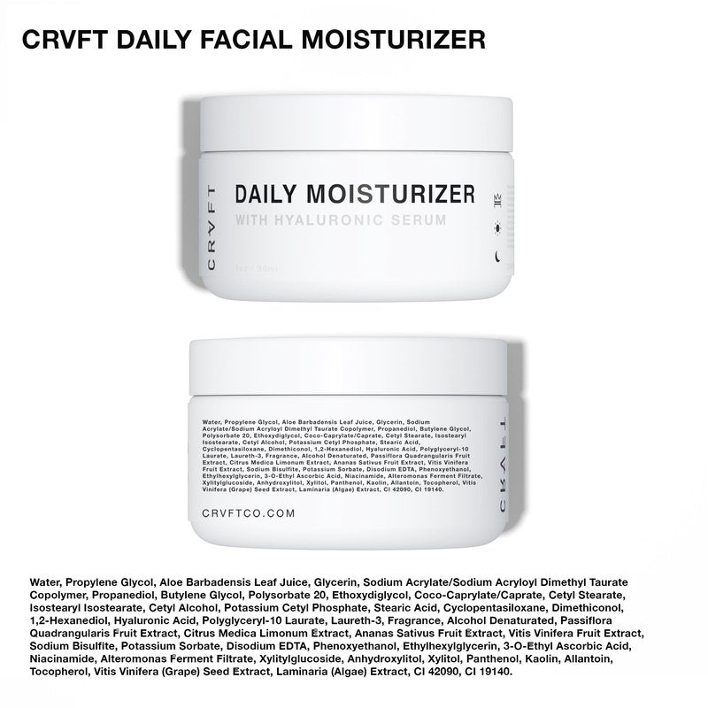 CRVFT Men’s Facial Care Kit | Aloe Vera Face Wash 3oz | Hyaluronic Moisturizer 1oz | Charcoal Exfoliating Scrub 1.7oz | 3 Piece Complete Daily Skin Care System | Look + Feel Your Best [Scented]