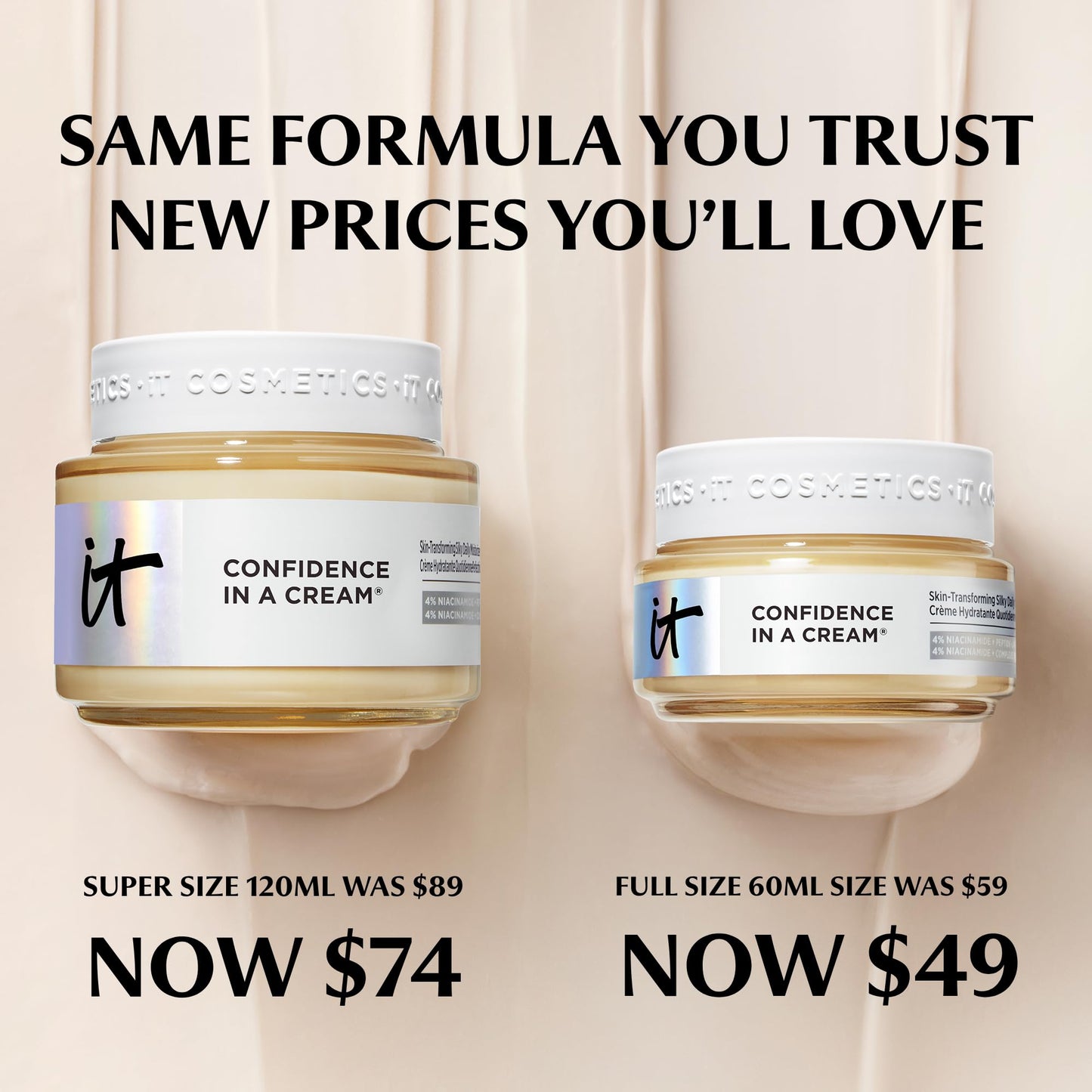 IT Cosmetics Confidence in a Cream - Anti Aging Face Moisturizer, Visibly Reduces Fine Lines & Wrinkles, Up To 48H Hydration, Repairs Skin Barrier, Squalane & Ceramides - 2 fl oz