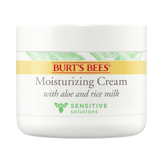 Burt's Bees Sensitive Moisturizing Cream, With Aloe Vera and Rice Milk, Face Moisturizer for Sensitive Skin, 98.8 Percent Natural Origin Skin Care, 3 oz. Package