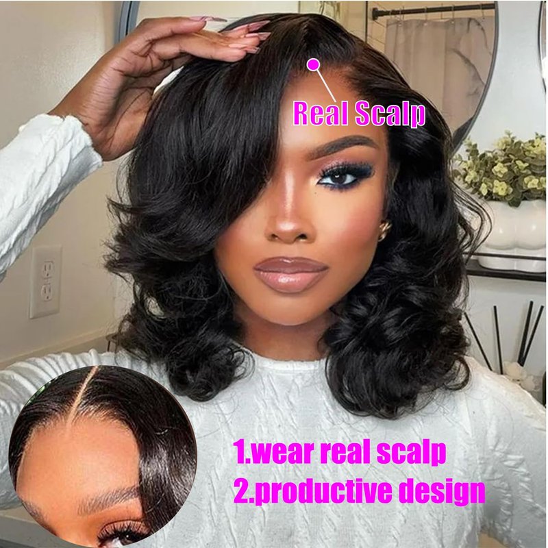 U Part Human Hair Wig - Body Wave Glueless Wig for Black Women | 14 Inch, 180% Density, Beginner Friendly