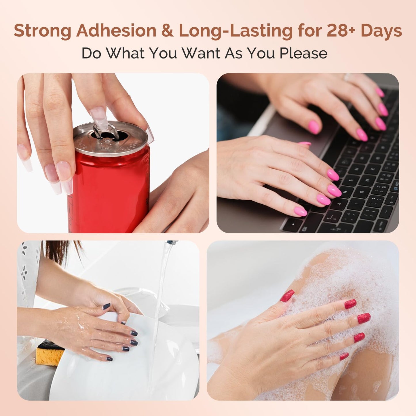 MelodySusie 9 in 1 No TPO Gel Nail Glue for False Nail Tips, 2Pcs*15ml Long Lasting UV Light Required,as Base Coat, Apex Building, Blooming & Rhinestone Gel, Stong Adhesion Manicure Kit Salon Home