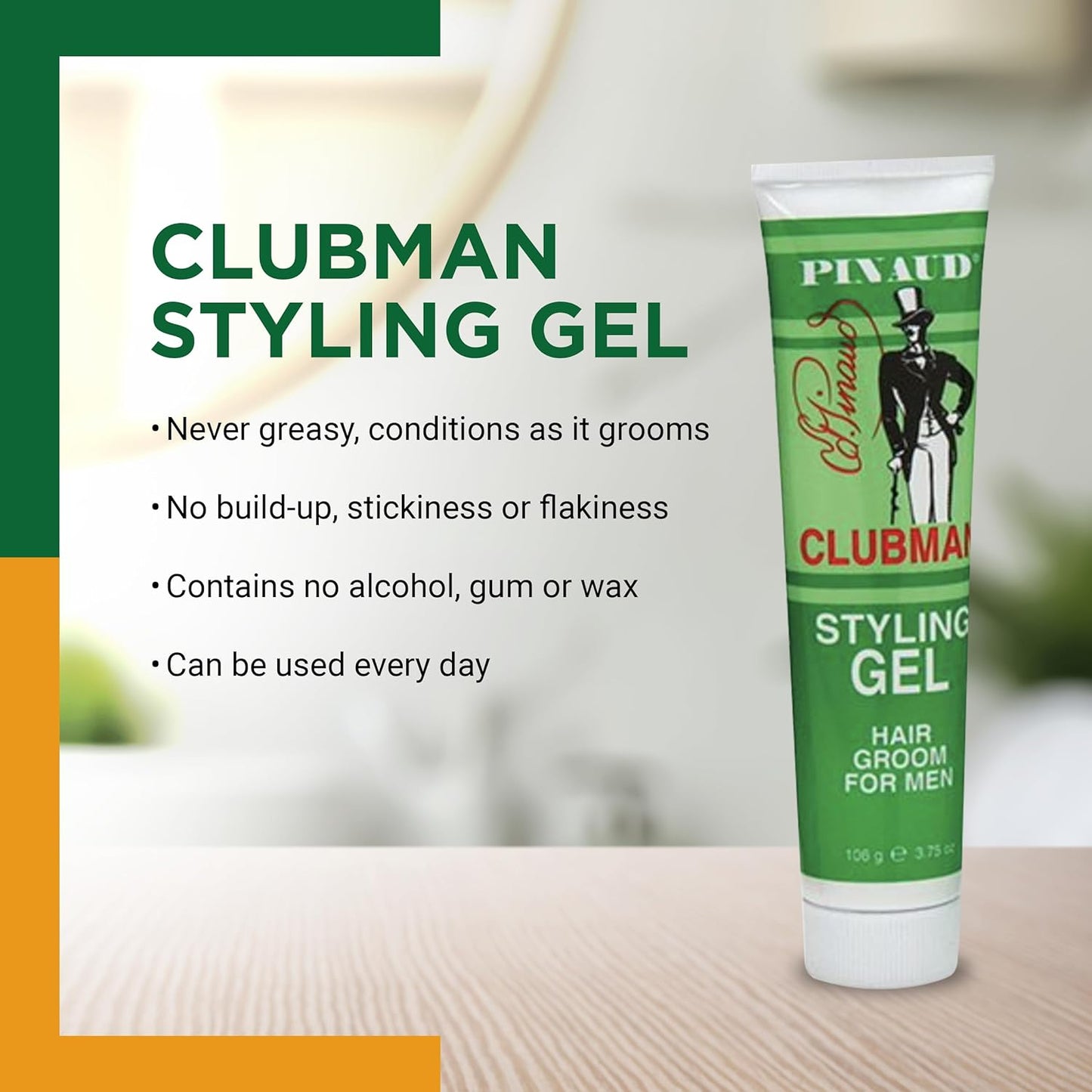Clubman Pinaud Hair Styling Gel for Men - Non-Greasy Conditioning Formula | 3.75 Fl Oz (Pack of 6)