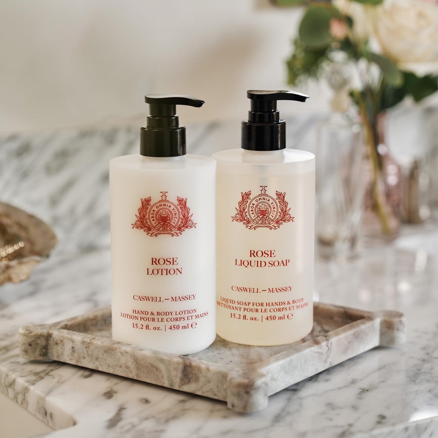 Caswell-Massey Rose Liquid Hand Soap & Moisturizing Body Wash with Pump, Hydrating Plant-Based Skin Cleanserfor Men & Women, Paraben and Phthalate Free, 15.2 fl oz