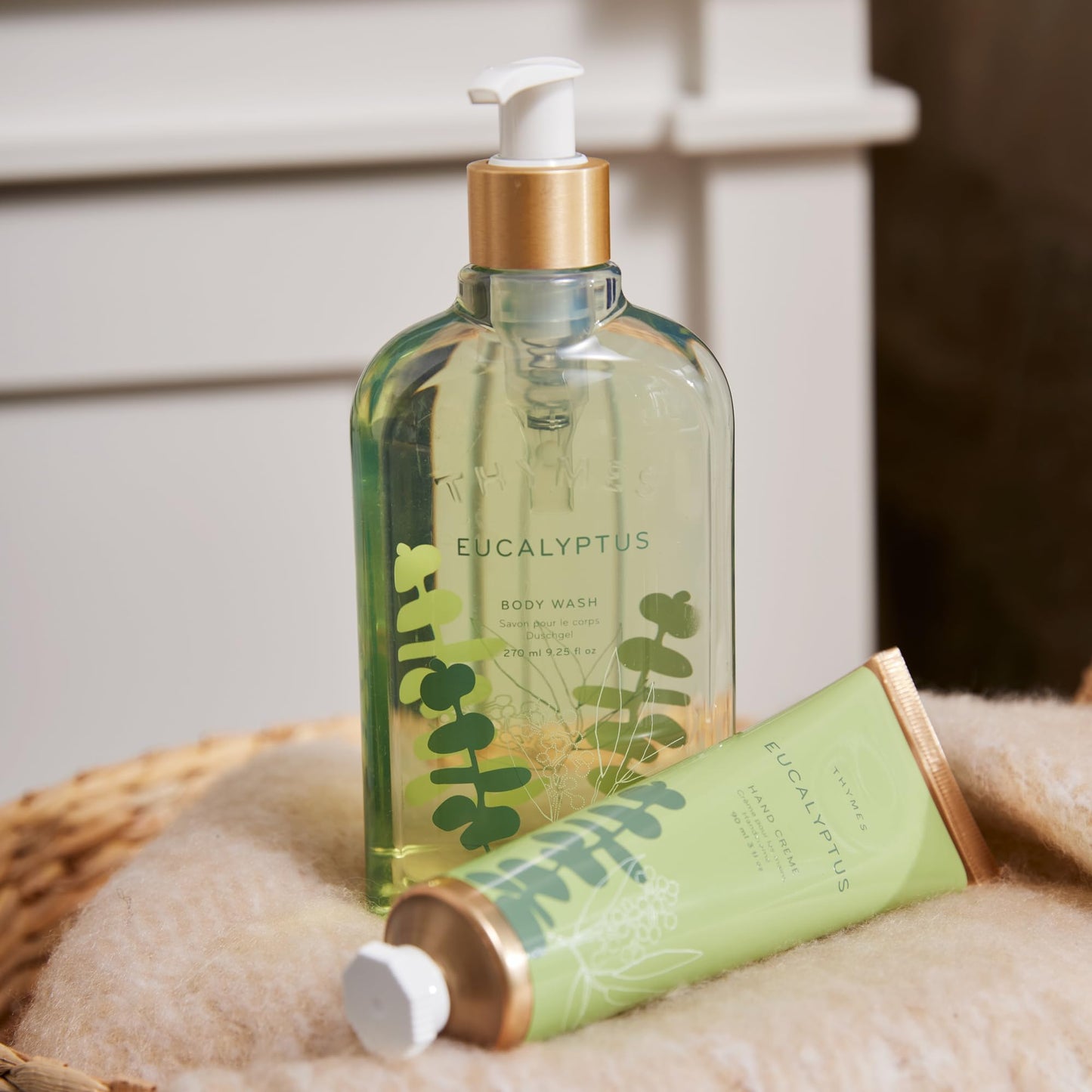 Thymes Moisturizing Body Wash with Pump - Body Soap - Bath Products - Skin Care - Liquid Soap with Notes of Eucalyptus Oil, Petitgrain, Bergamot, Lemongrass, & Fir (Eucalyptus, 9.25 fl oz)