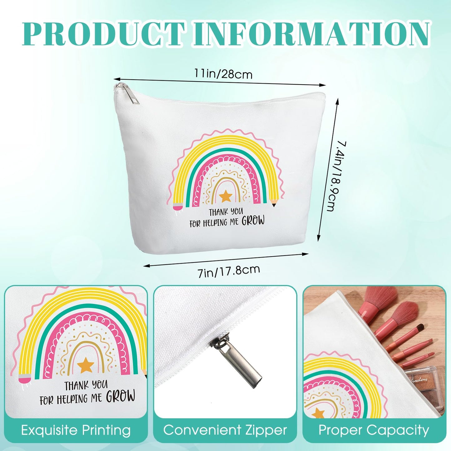Hushee 6 Pcs Christmas Teacher Gift for Women 2 Set Appreciation Gift Include Teacher Tote Bag Tumbler and Makeup Bag(Star)