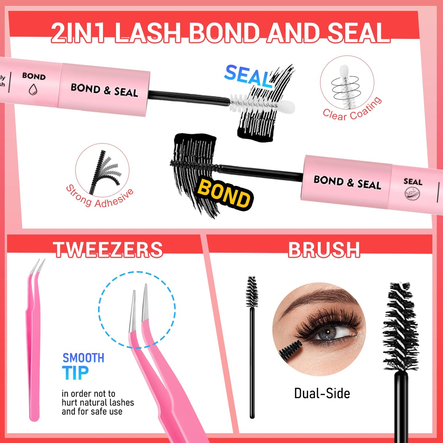NovaBeryl Lash Clusters Kit–708PCS DIY Eyelash Extension Kit with Bond & Seal, C Curl 30D–100D 0.07mm Soft Individual Cluster Lashes for Natural, Fluffy & Volume Looks (TWEEZERS)
