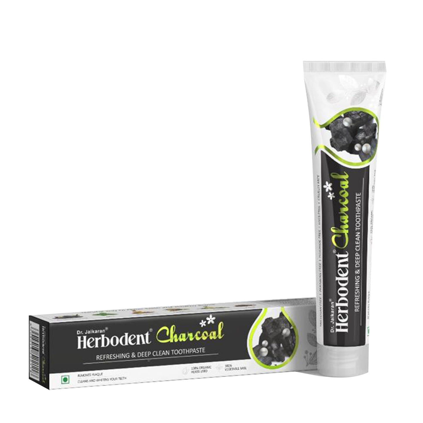 Herbodent® Charcoal Toothpaste - 6.53oz/185g Pack of 1 | Whitens Teeth & Fresh Breath | No Bleach, No Fluoride | Activated Bamboo Charcoal & Organic Herbs -Wheat Germ, Thyme, Clove