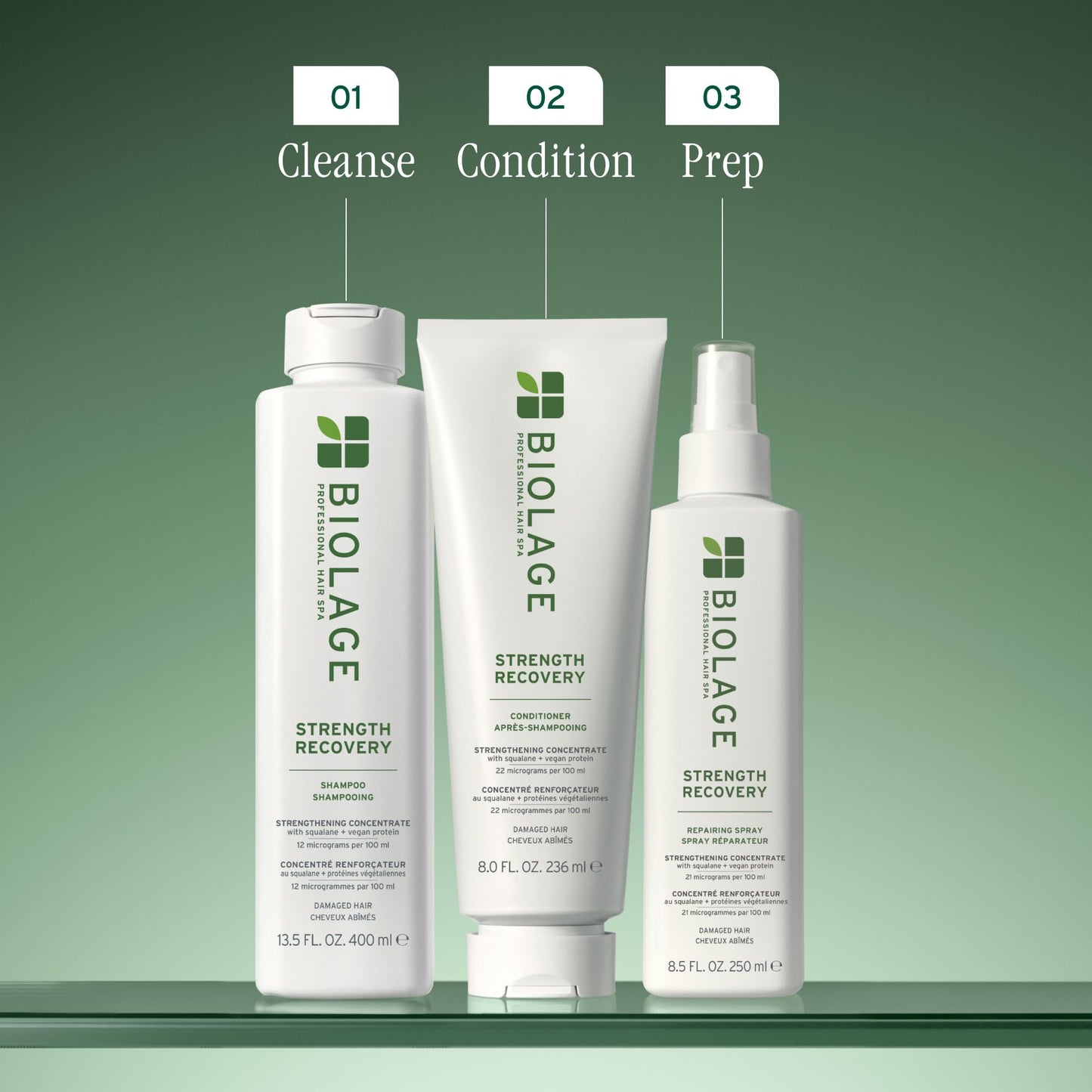 Biolage Strength Recovery Repairing Spray - Leave-In Treatment, Strengthens & Repairs Damaged Hair, Heat Protectant, Detangling Leave-In Treatment, With Olive Squalane & Vegan Proteins, 13.5 Fl Oz