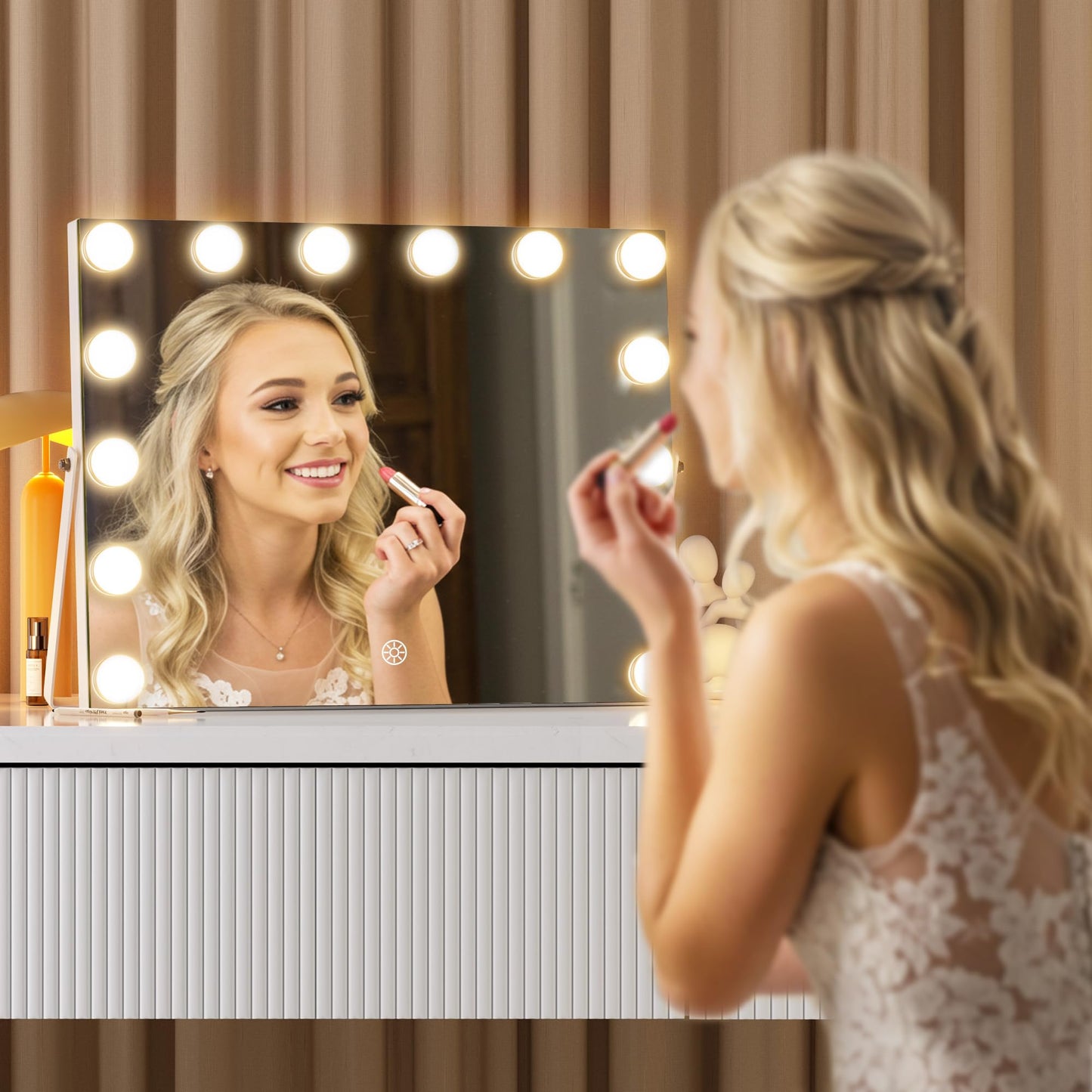 MINISO Vanity Mirror with Lights - 9.8" x 13.8" Hollywood Makeup Mirror with Adjustable Brightness, 3 Modes Light