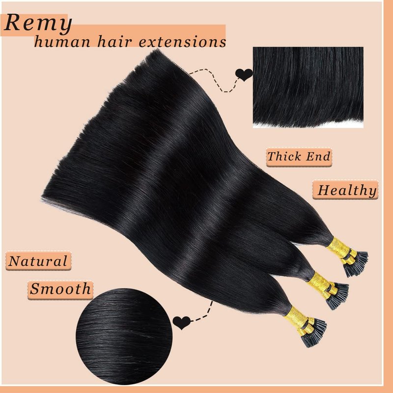 Jiameisi I Tip Hair Extensions Human Hair 14 inch Itip Human Hair Extensions Keratin Real Human Hair Extensions for Women Soft Natural #2 Dark Brown 50g Styling Dyeing Straightened Fusion Hairpieces