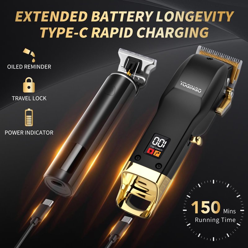 YOGINGO Professional Hair Clippers for Men, Barber Hair Cutting Kit Cordless, Rechargeable Grooming Set Gifts for Men