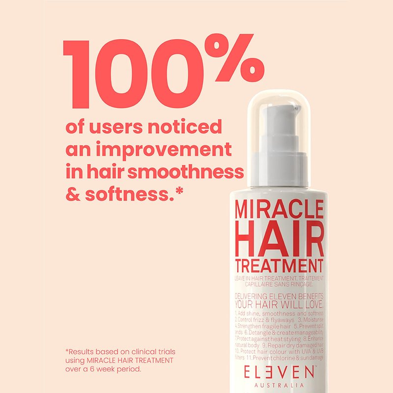 ELEVEN AUSTRALIA Leave-In Conditioner - Miracle Hair Treatment for Dry, Damaged Hair, Heat & UV Protection, Salon-Quality Lightweight Detangler, Frizz Control for All Hair Types - 4.2 fl oz