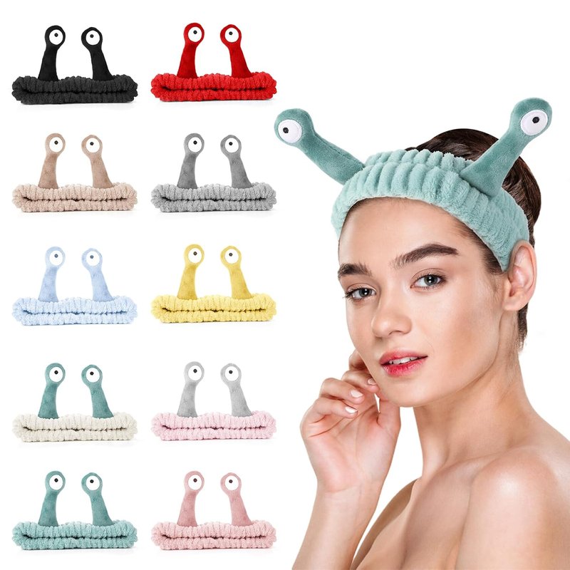 Cartoon Cute Flannel Headbands for Washing Face - 10PCS Spa Hair Accessories | Palm & Snail Designs