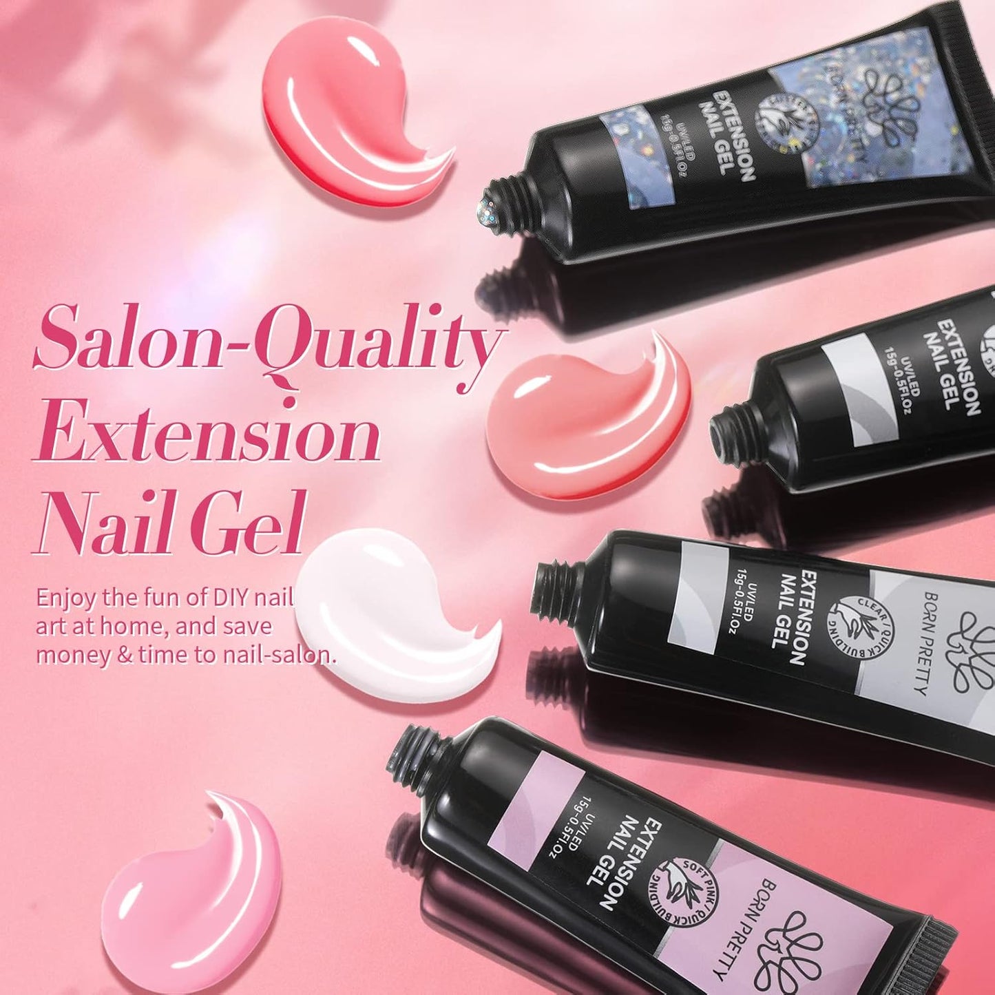Poly Nail Extension Gel Kit - Includes Nail Prep Dehydrate & Bond Primer Set | Perfect for DIY Manicures