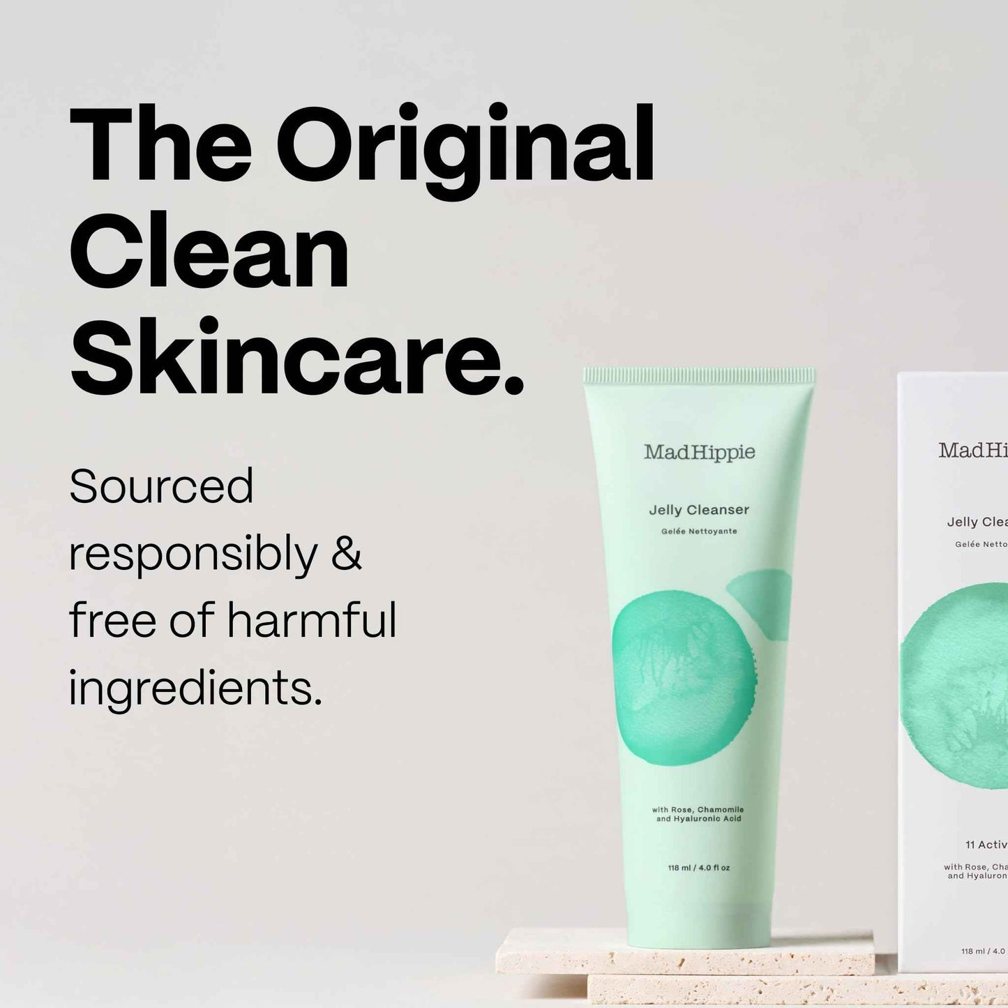 Mad Hippie Jelly Cleanser - Jelly to Milky Hydrating Face Wash for Women/Men with Rose, Chamomile, and Hyaluronic Acid, 4 Fl Oz