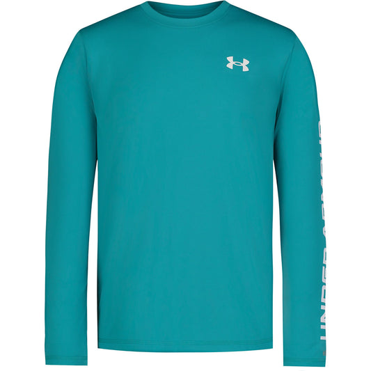 Under Armour Wordmark UPF LS, Circuit Teal, YL