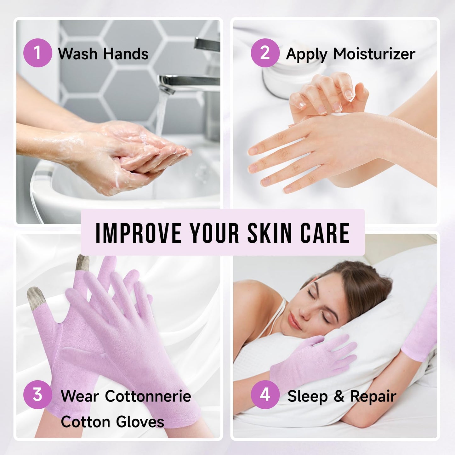 HandLove Premium 100% Cotton Gloves | Moisturizing Gloves for Dry Hands & Eczema | Overnight Sleeping Gloves, Eczema Gloves | Touchscreen Friendly | Baby Pink, 12Pairs
