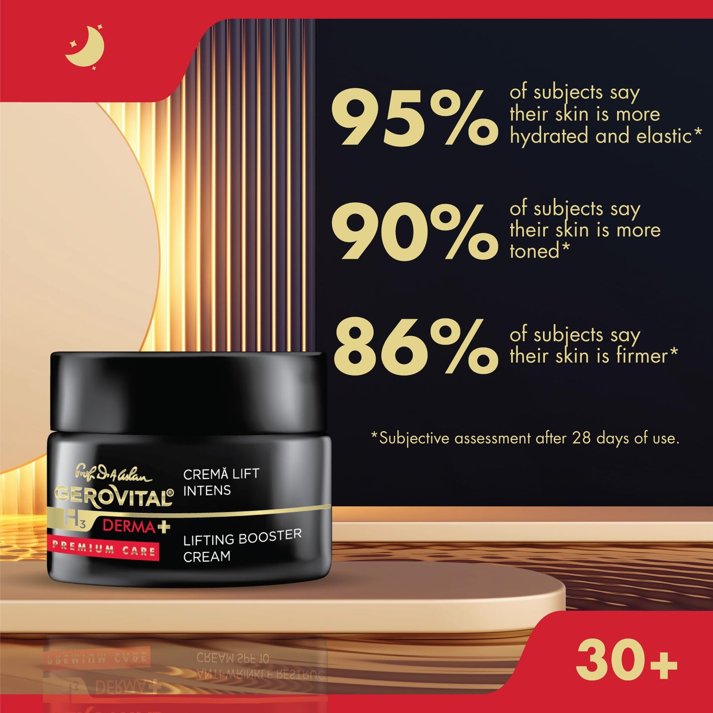 Gerovital DERMA+ Premium Care, Intense Lift Effect Face Cream, Advanced Lifting Formula, Moisturizes, Improves Firmness & Elasticity for Mature Skin, 50 Milliliters