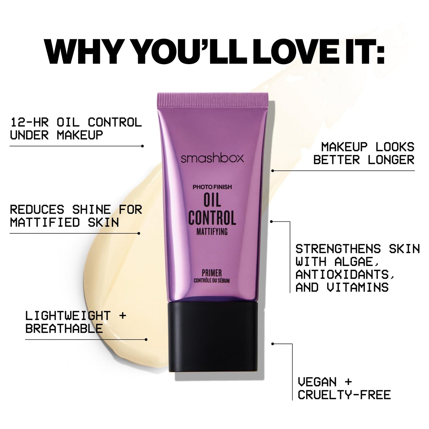 Smashbox Photo Finish Oil Control Primer | Mattifying Oil-Control Makeup Primer for 12 Hours with Salicylic Acid, Witch Hazel and Zinc to Strengthen + Hydrate Skin, 0.33 Fl Oz