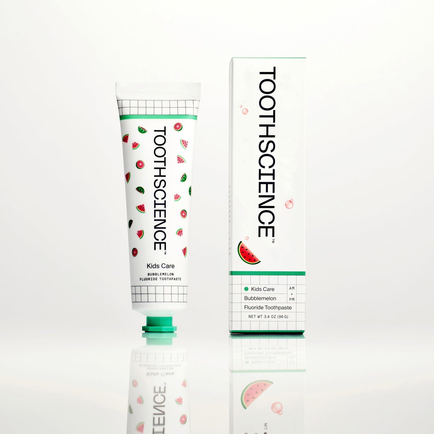 ToothScience Kids Care Toothpaste – 4-in-1 Fluoride Toothpaste for Kids, Naturally Flavored Bubblemelon, Free of Dyes, Alcohol & SLS/SLES (3.4 oz)