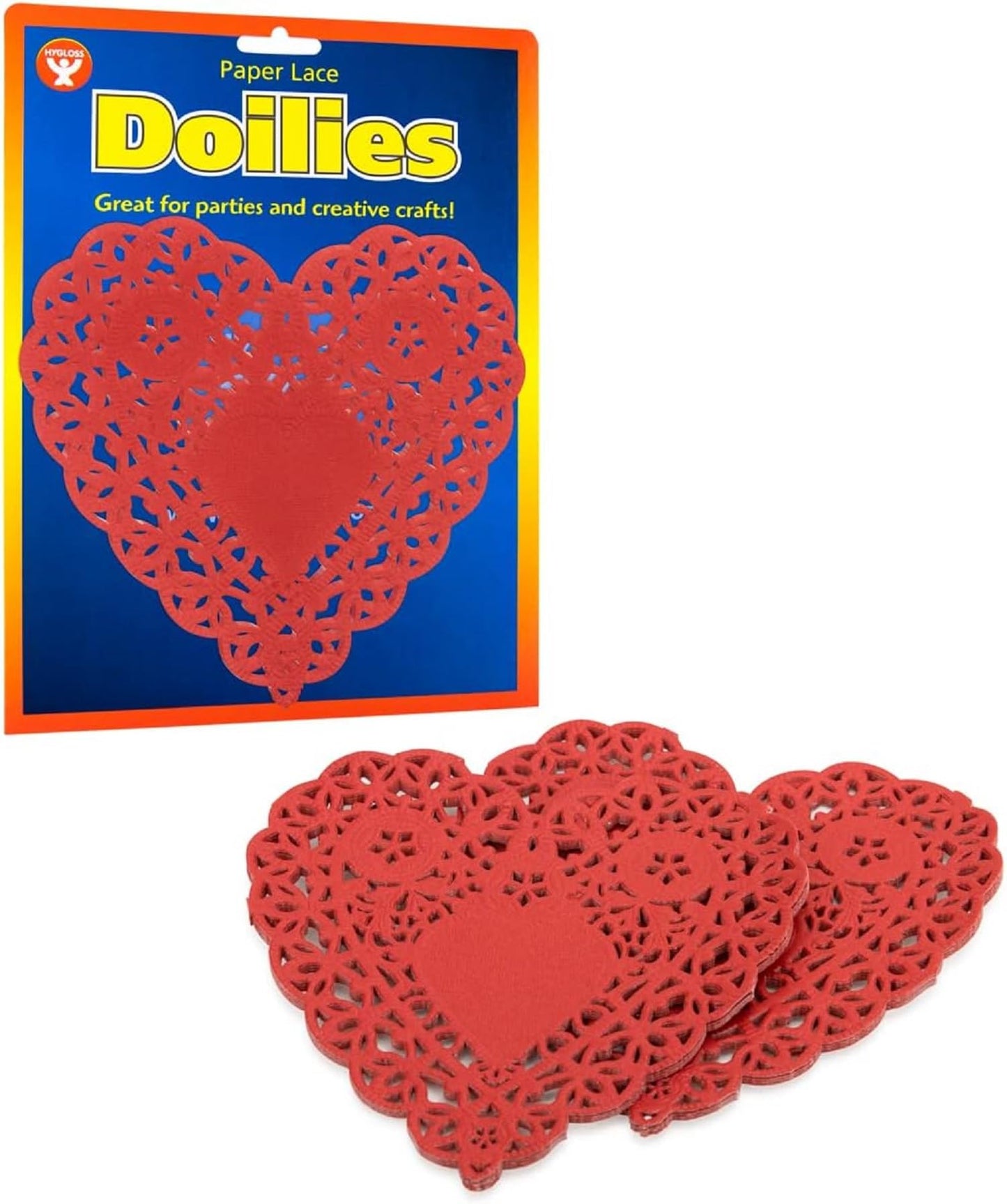 Hygloss Heart Doilies - 36 Pcs -6-Inch Red Paper Heart Shaped Doilies for Valentines Crafts, Table Settings - Ideal for Valentine Doily