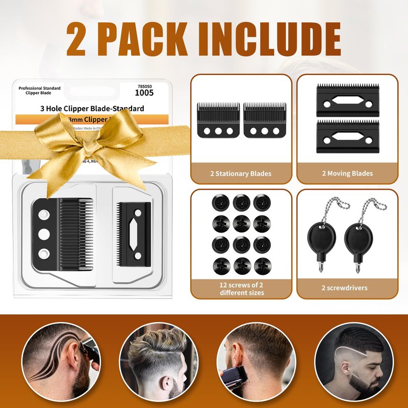 1005-100 Professional 3-Hole Blade,Compatible with Wahl Designer,Senior, Cordless Designer,Pilot,Sterling 4 and Nugget Clippers, 1mm-3mm Cut Length(Black) (1 Pack)