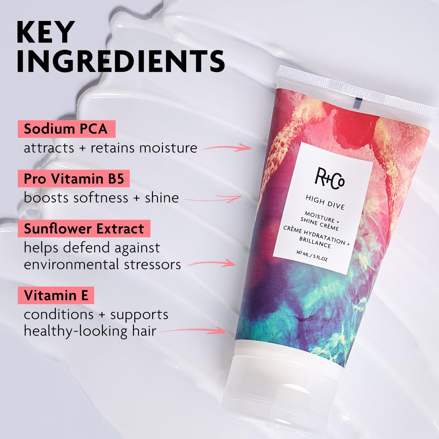R+Co High Dive Moisture and Shine Crème | Deep Hydration + Softens + Eliminates Frizz | Vegan + Cruelty-Free | 5 Oz