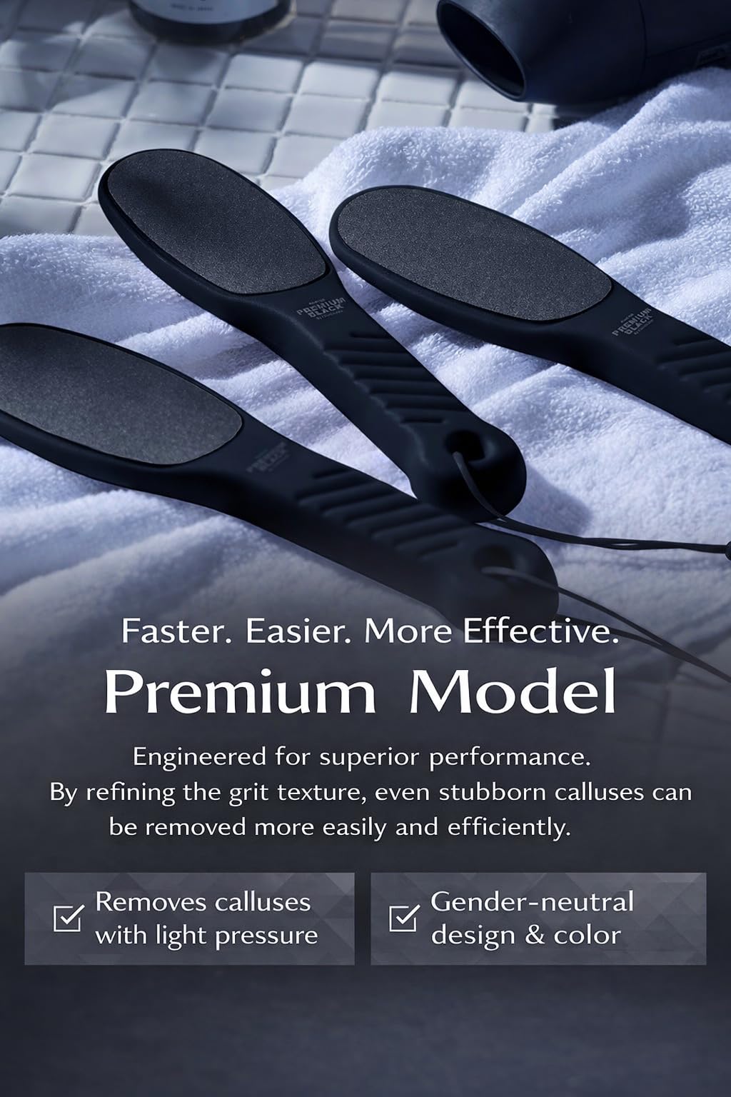 TSURULABO - Premium Black Foot Scrubber, Callus Remover Foot File with Coarse & Fine Sides, Water-Resistant Alternative to Pumice Stone for Feet, Heel Exfoliator, Pack of 1 Pedicure File for Grooming