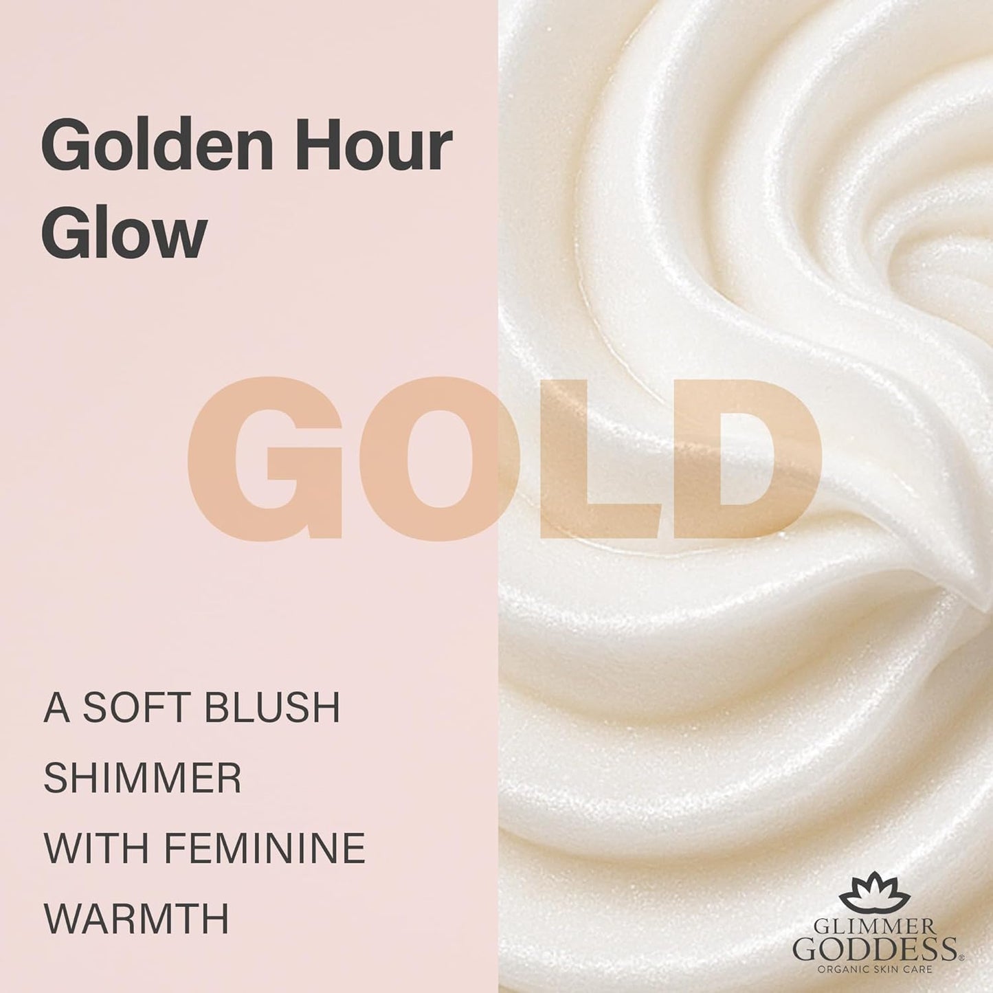 Glimmer Goddess Shimmer Body Butter - Organic Whipped Shea for Hydration & Silky Glow | Gold, 4 oz