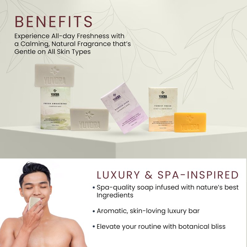 Yuvora 6 Pcs Women Natural Handmade Body Soaps 5 OZ Pack Floral Radiance Long lasting Fragrance Luxurious Scents with Natural Ingredients – Sulfate & Paraben Free, Vegan Soap
