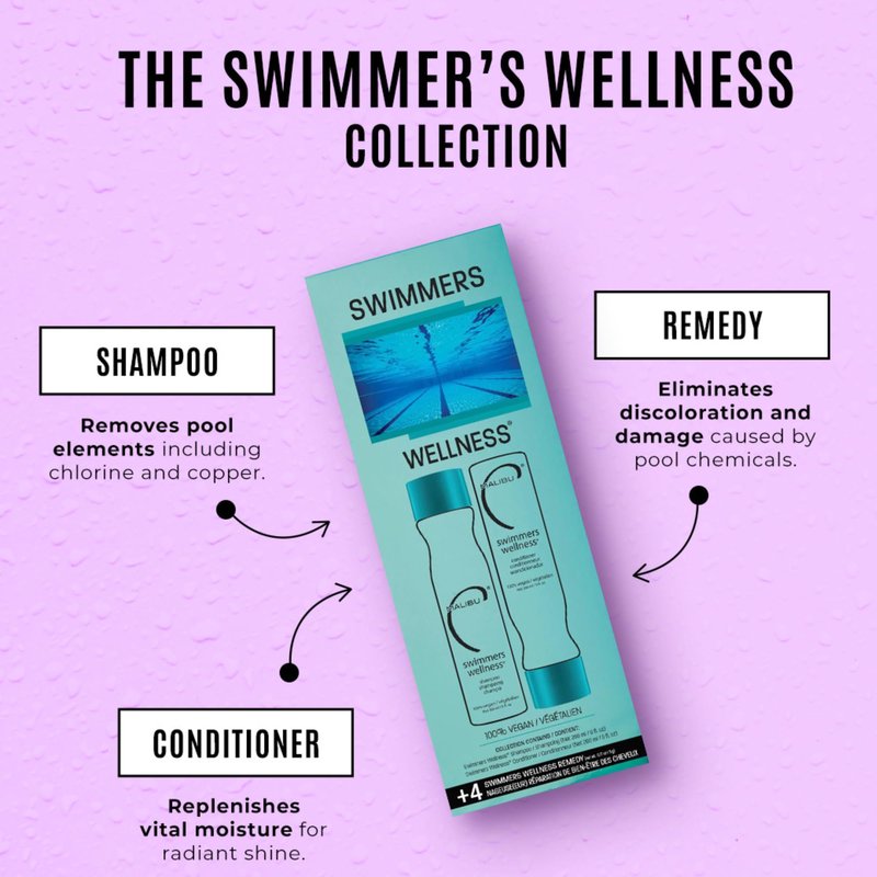 Malibu C Swimmers Wellness Hair Conditioner for Women, Men & Kids - Travel Size Moisturizing Swim Conditioner to Restore Shine Affected by Pool Chlorine & Ocean Water - Protein Rich Hair Care, 3.4oz