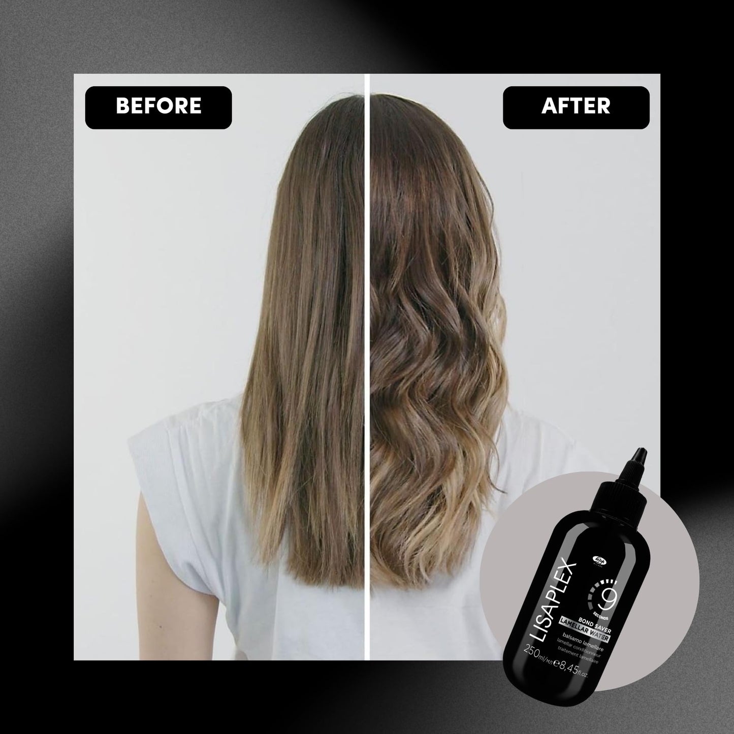 Lisap Lisaplex Bond Saver Lamellar Water for All Hair Types, 9 Sec Hair Repair, Detangling, Smooth Shine & Frizz Control, 16.8 fl oz