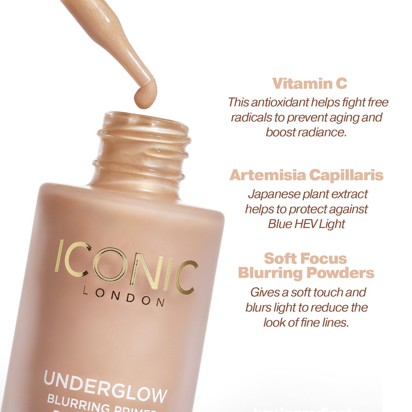 ICONIC LONDON Underglow Blurring Primer | Blurs Imperfections and Gives Skin a Radiant Glow, Cruelty-Free, Vegan Makeup, 0.33 Fl Oz