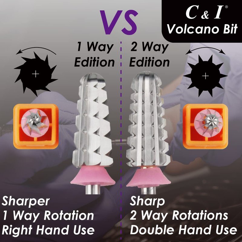 C&I Volcano Nail Drill, 2 Rotate Directions Design, Both for Left handed and Right Handed Nail Lovers, for Manicure Drill Machine (XXC)