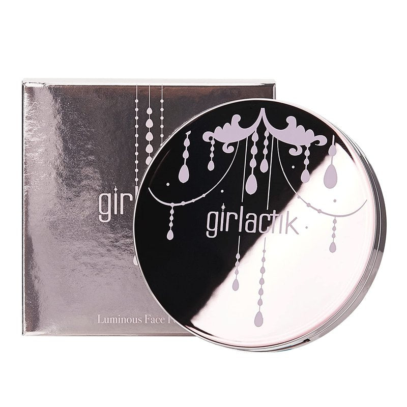 Girlactik Luminous Face Powder – Radiant Finish Pressed Powder for Natural Glow & Smooth Skin – Lightweight, Buildable Setting & Finishing Powder | Vegan, Cruelty-Free Compact (Light)