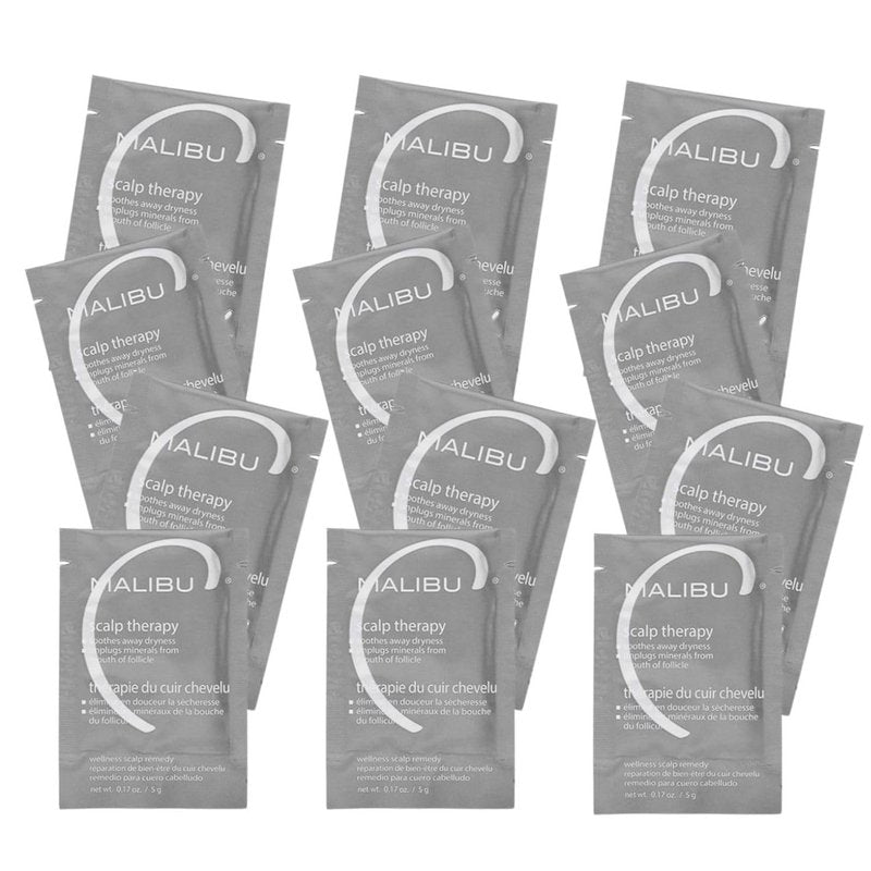 Malibu C Scalp Therapy Wellness Remedy – Dry Scalp Treatment to Soothe and Moisturize Dry Skin with Vitamin C and Zinc Gluconate – Restores Manageability (12 Packets)