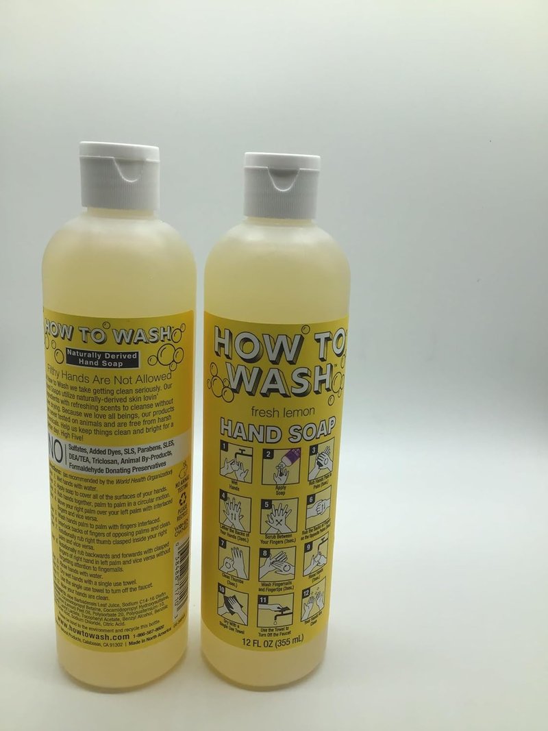 Fresh Lemon Hand Soap - Refreshing Citrus Scent | 2 Bottles, 12 Oz Each