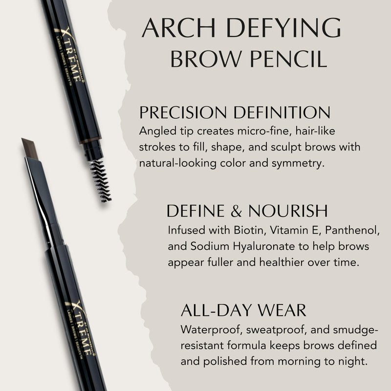 Xtreme Lashes Arch Defining Brow Pencil, Dark Brown, Waterproof, Smudge-Proof, Long-Lasting Makeup, Vegan, Angled Tip Eyebrow Pencil with Spoolie Brush