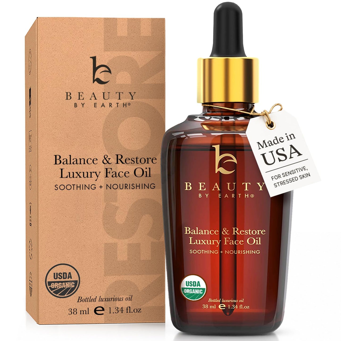 Organic Face Oil for Acne-Prone & Oily Skin - Anti-Aging Formula with Vitamin E, Rosehip, Argan & Jojoba Oils | 1 oz