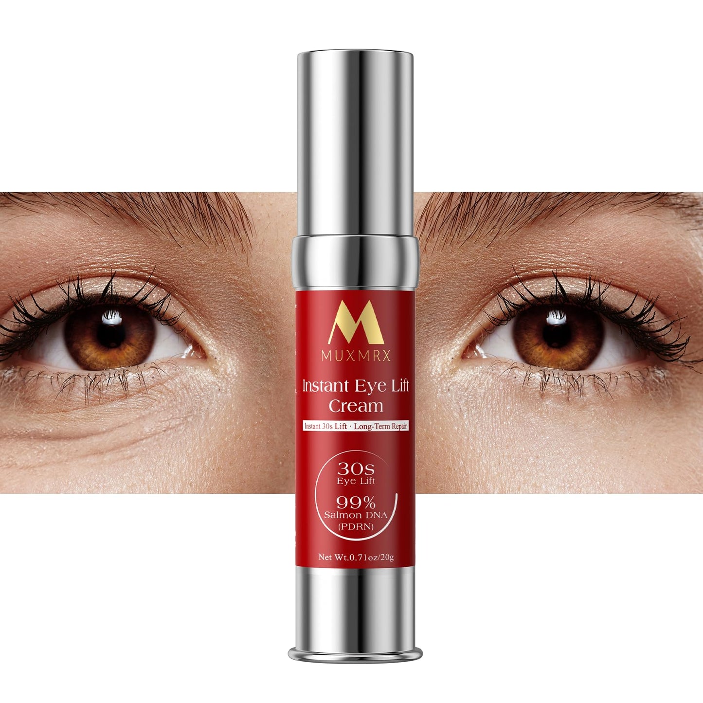 Muxmrx 30S Instant Eye Lift Cream | Temporary Eye Tightener | Smooths Wrinkles, Puffy Eyes & Eye Bags | Dual-Action Firming | PDRN Formula for Long-Term Repair, Korean Skincare, 0.71 Fl Oz