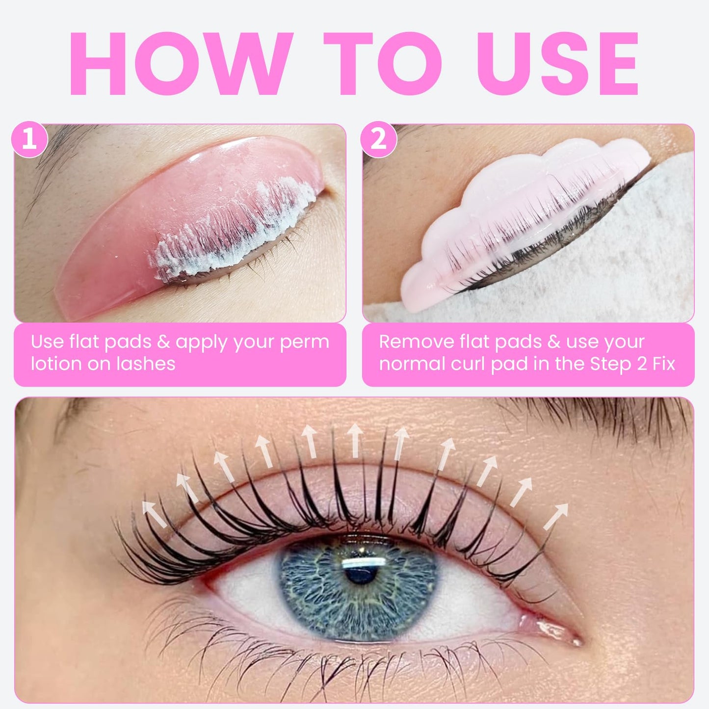 Lomansa Flat Lash Lift Shields - Glueless & Super Sticky Silicone Pads for Eyelash Perming, Ultra Thin Lash Softening Rods for Easy Korean Lash Lift (Rose)